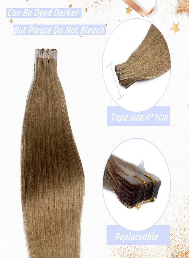 Smavida Blonde Tape in Hair Extensions 100% Remy Human Hair 22Inch 20Pcs 60Gram Double Sided Tape Hair Seamless Skin Weft Human Hair Straight Remy Hair Tape in Extensions Caramel Blonde for Women - Image 5
